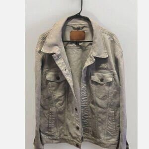 American Eagle Outfitters Light Gray Denim Jacket XXL Distressed Plus Size